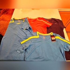 Lot of 4 NWT/NWOT Women's Size L Nike DRI-FIT Mesh Running/Workout shirts